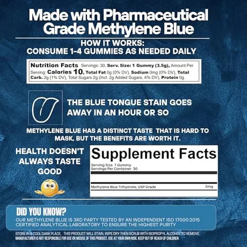 Methylene Blue Co Methylene Blue Gummies 5mg (30 Count) thumbnail 8