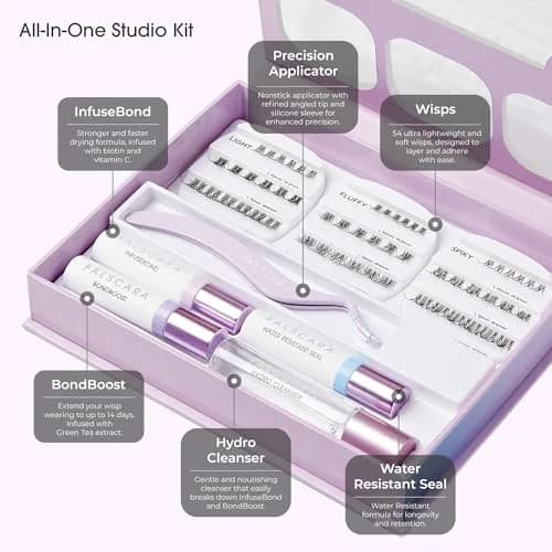 FALSCARA False Eyelash Kit | 54 Stackable Clusters, Water-Resistant, Delicate, 8-12mm thumbnail 9