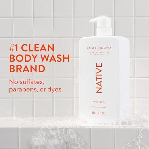 Native Clean Body Wash Citrus & Herbal Musk 1065ml (36 Fl Oz) | Gentle pH-Balanced for Sensitive Skin thumbnail 2