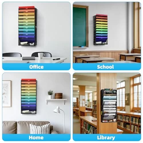 Marbrasse 11-Tier Hanging Wall File Organizer Black | Mesh Wall Mount Paper Sorter for Office Home Documents thumbnail 7