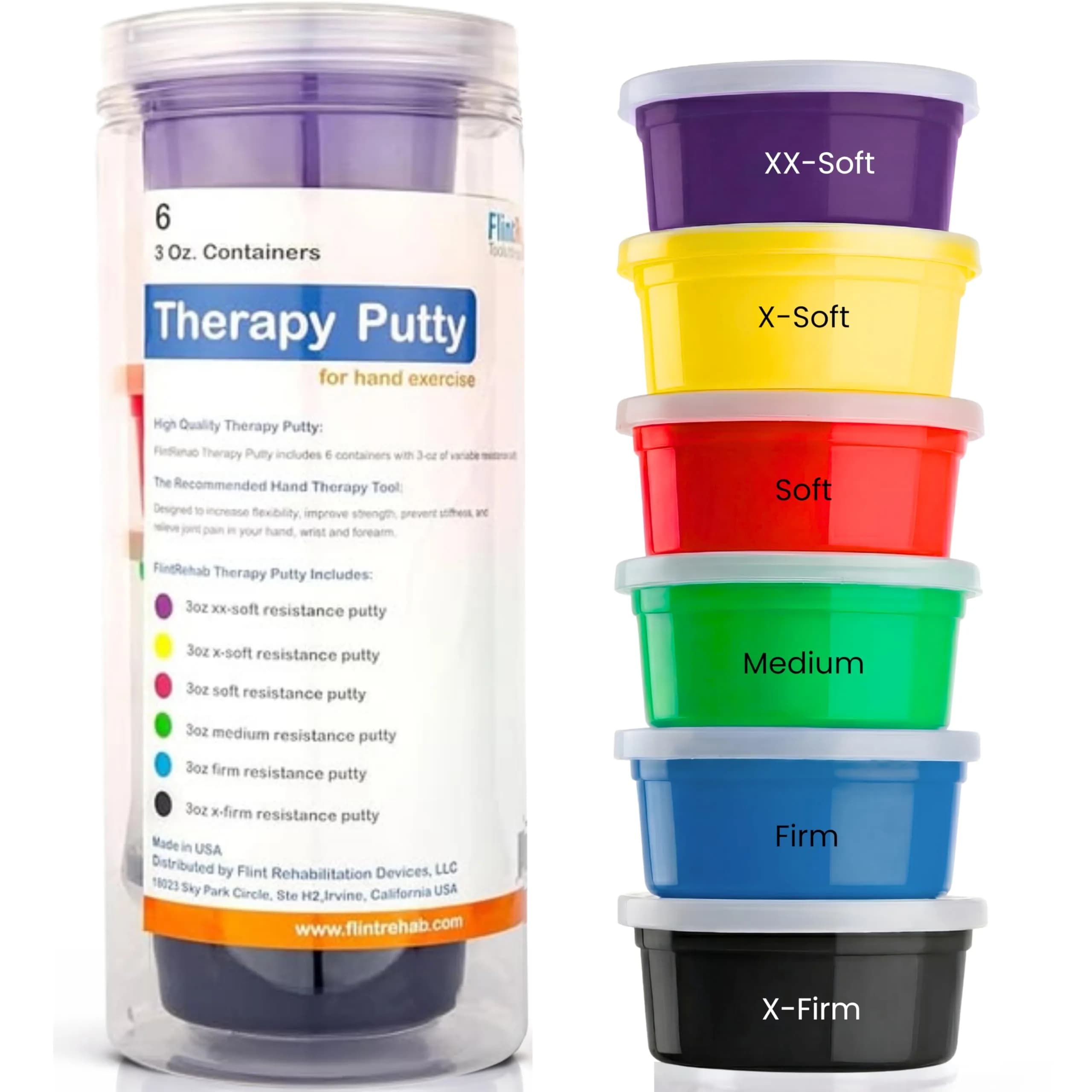 FlintRehab Therapy Putty for Teens & Adults (8 Pack, 24 Oz Total) | Hand Strengthening & Stress Relief — 3 Ounce