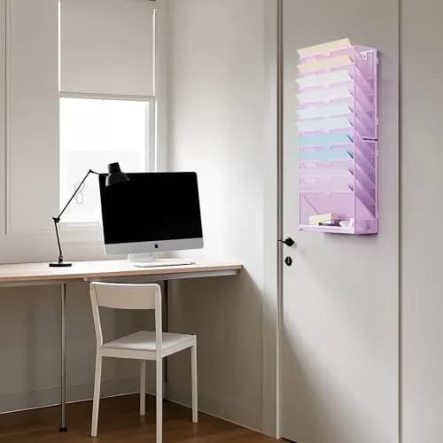 Marbrasse 11-Tier Wall File Organizer Purple | Great for Office Home & School Papers thumbnail 4