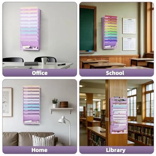 Marbrasse 11-Tier Wall File Organizer Purple | Great for Office Home & School Papers thumbnail 7