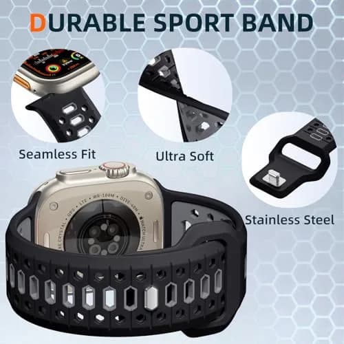 Maledan Sport Silicone Watch Band 49mm/46mm/45mm/44mm/42mm | Breathable, Waterproof, Adjustable thumbnail 8