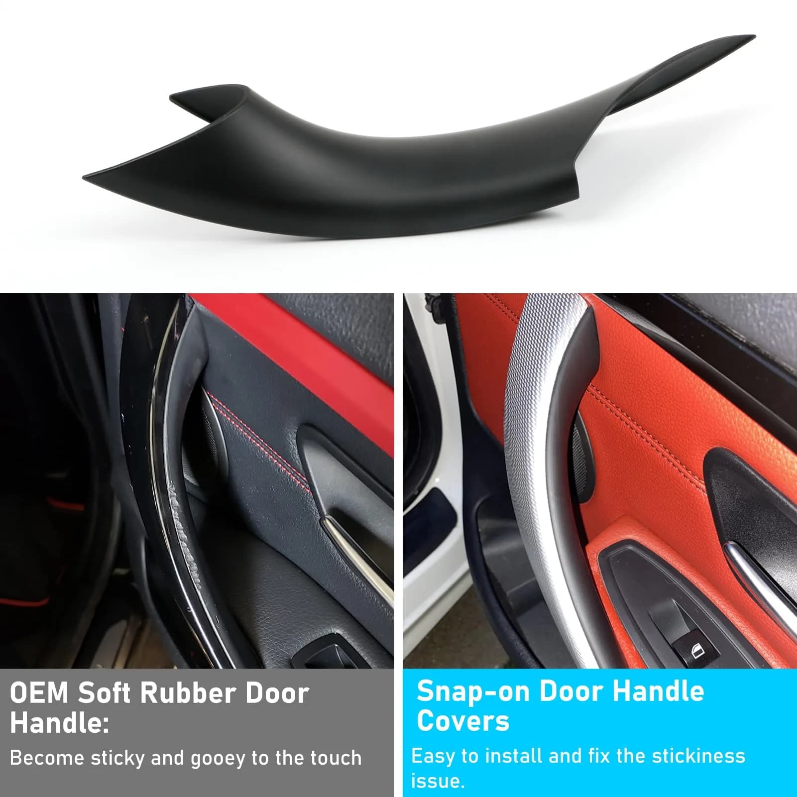 Jaronx Black Door Handle Covers for BMW 3 Series 4 Series (4 Piece Set) - view 2