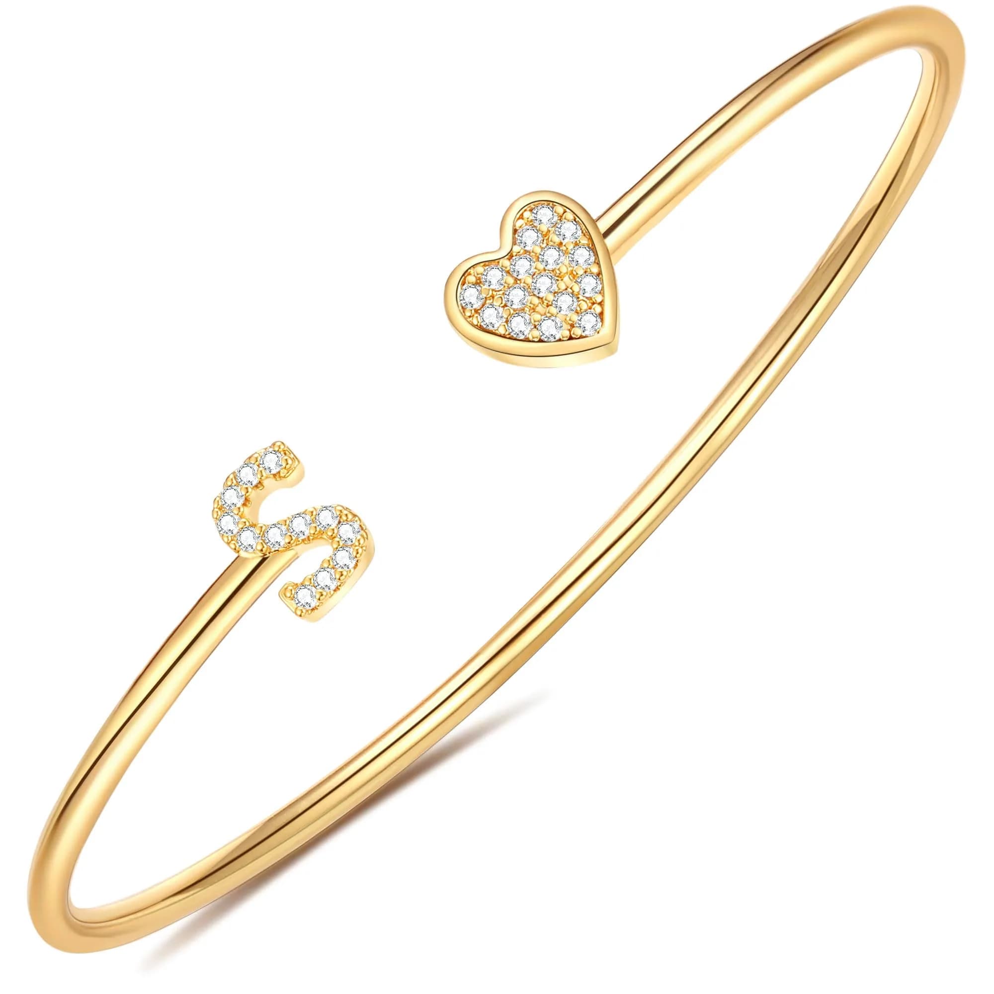 WFYOU Initial Gold Bracelets for Women 14k Gold Plated Adjustable | Personalized Elegant Jewelry — S