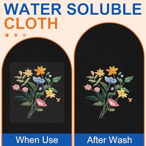 FURWEY Water Soluble Stabilizer for Embroidery,8PCS 8.5x11,Self Adhesive | Wash Away, Printable & Versatile thumbnail 8
