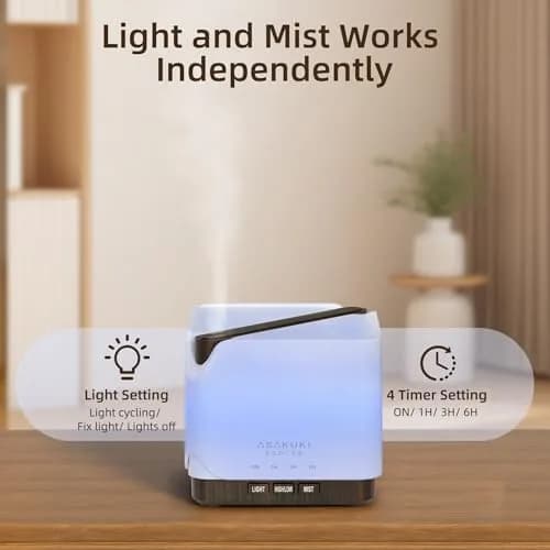 ASAKUKI Large 700ml Essential Oil Diffuser Humidifier | Ultrasonic Aroma Diffuser for Home & Large Spaces thumbnail 8