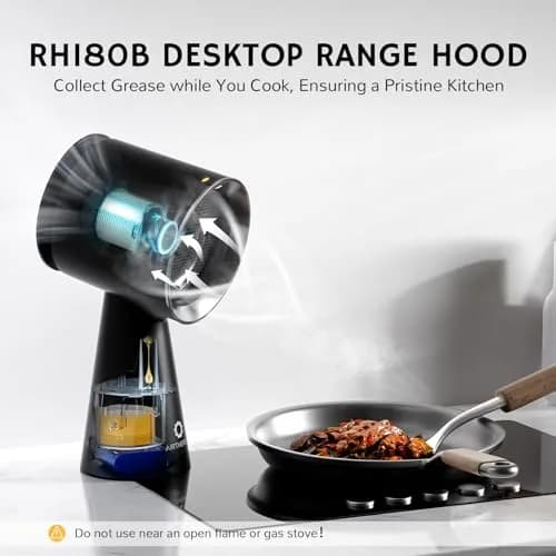 AIRTHEREAL RH180B Rechargeable Portable Range Hood 220V Compatible | 25.4 cm (10 in) Compact Desktop Design thumbnail 5