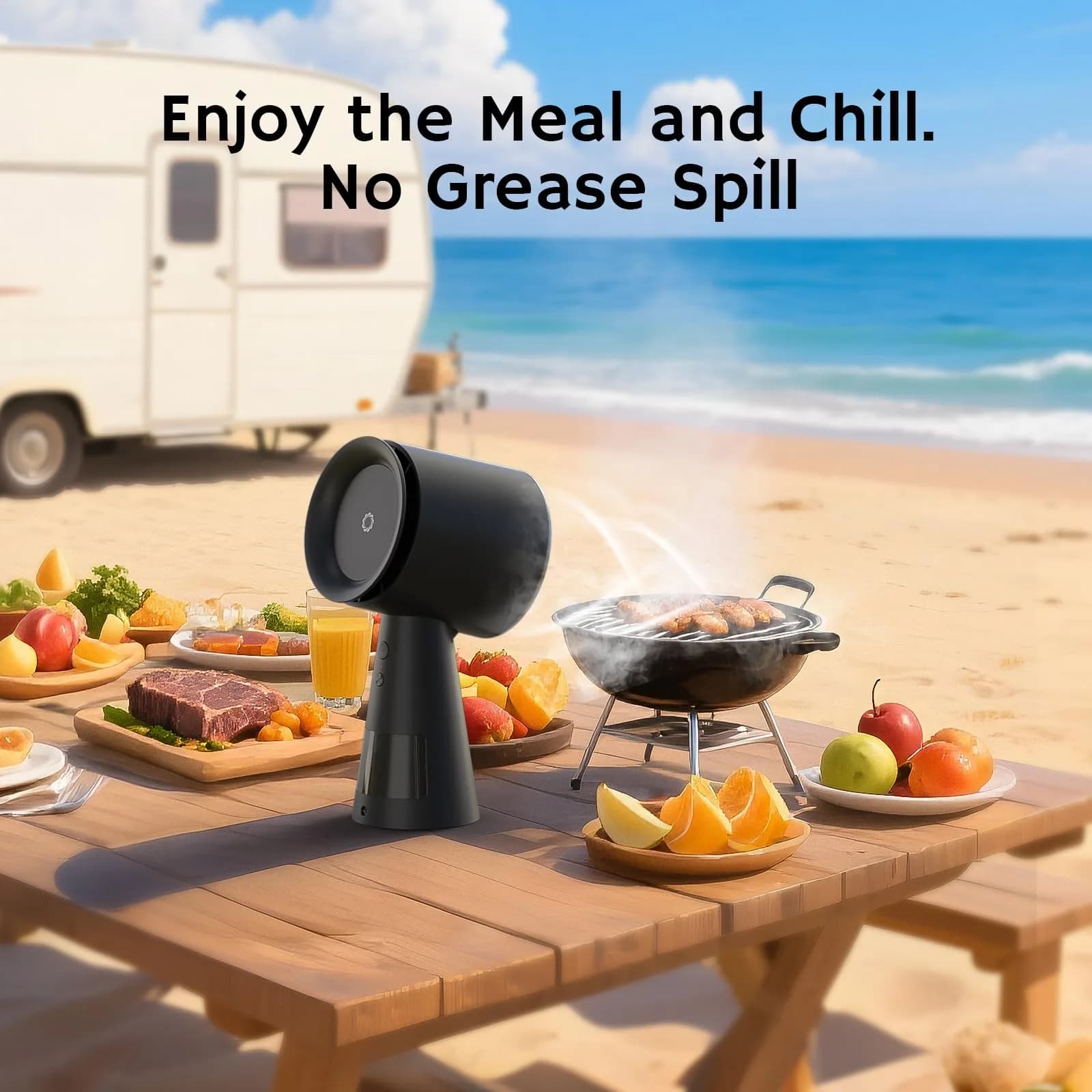 AIRTHEREAL Rechargeable Portable Range Hood RH180B Black, Battery Powered Desktop Exhaust Fan with 3-Fan Speeds and Large Oil Collection Cup for RV Cooking thumbnail 4