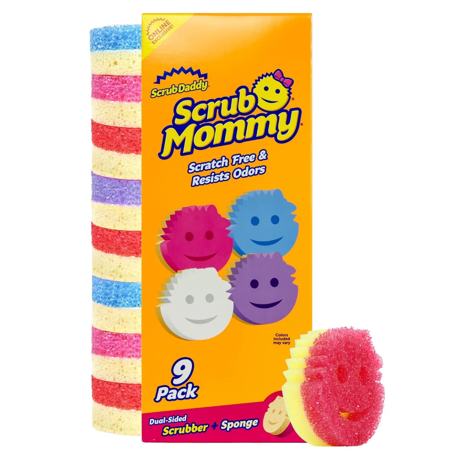 Scrub Daddy Scrub Mommy Kitchen Sponges (9 Count, Multicolor) | Dual-Sided FlexTexture & ResoFoam Scrubber - main product image