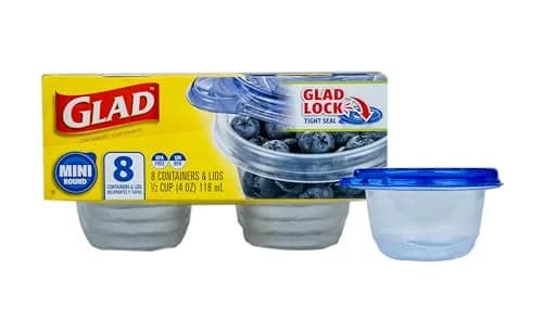 Glad Mini Round Food Storage Containers with Lids, 4 Oz, 8 Count | Compact Snack & Lunch Pack thumbnail 1