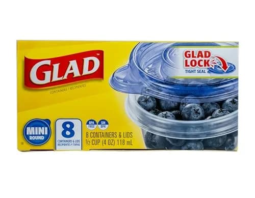 Glad Mini Round Food Storage Containers with Lids, 4 Oz, 8 Count | Compact Snack & Lunch Pack thumbnail 2