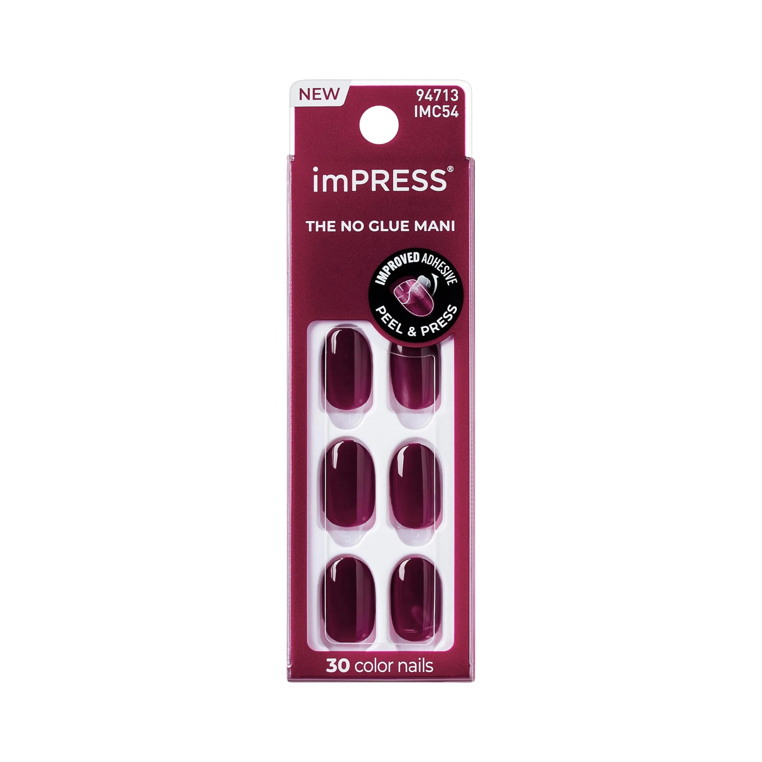 imPRESS No Glue Mani Press On Nails Kit Over You | Short, Glossy Gel Finish, PureFit Technology