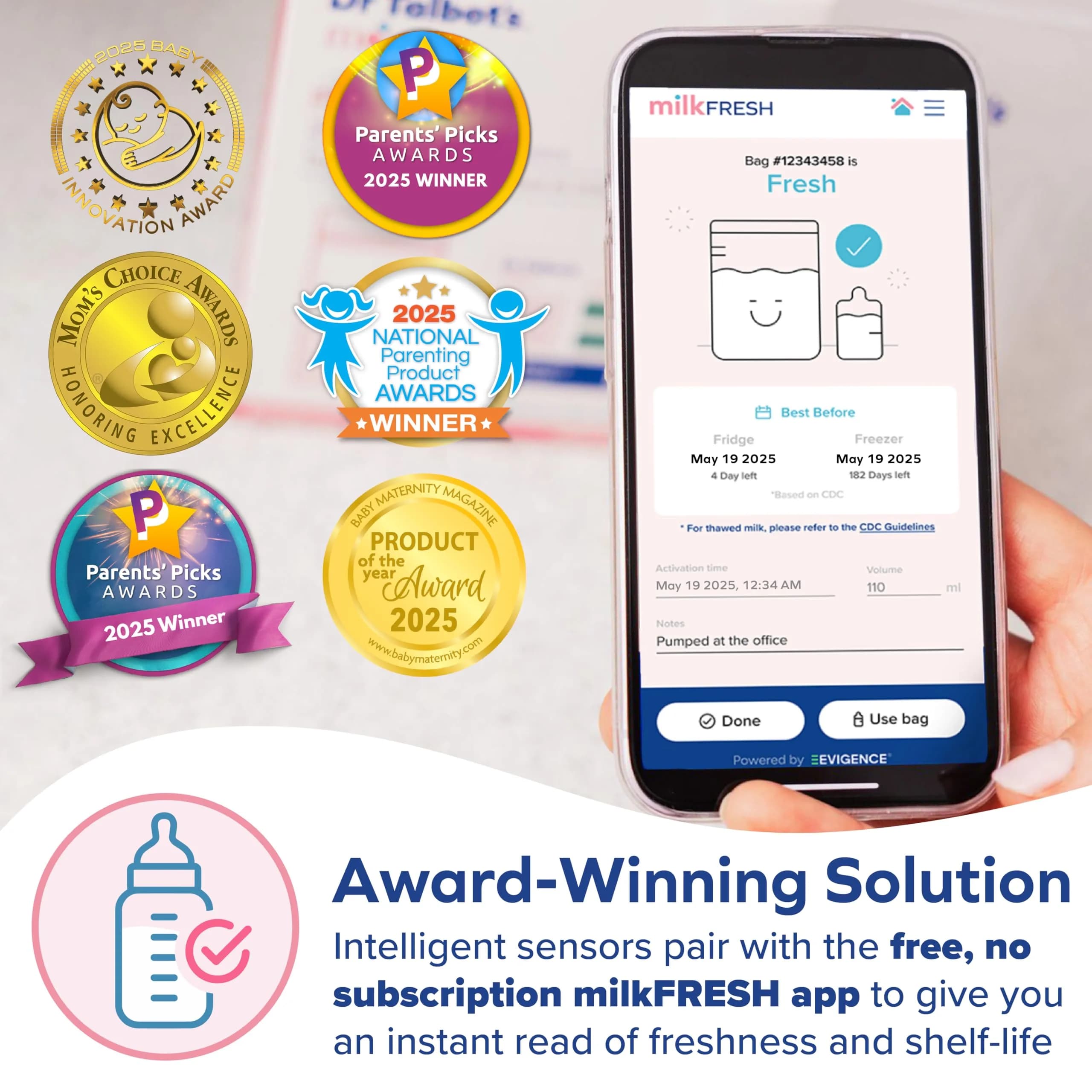 Dr. Talbot's Mom MilkFresh Breast Milk Sensors - 20 Pack | Tracks Time & Temperature for Freshness - view 2