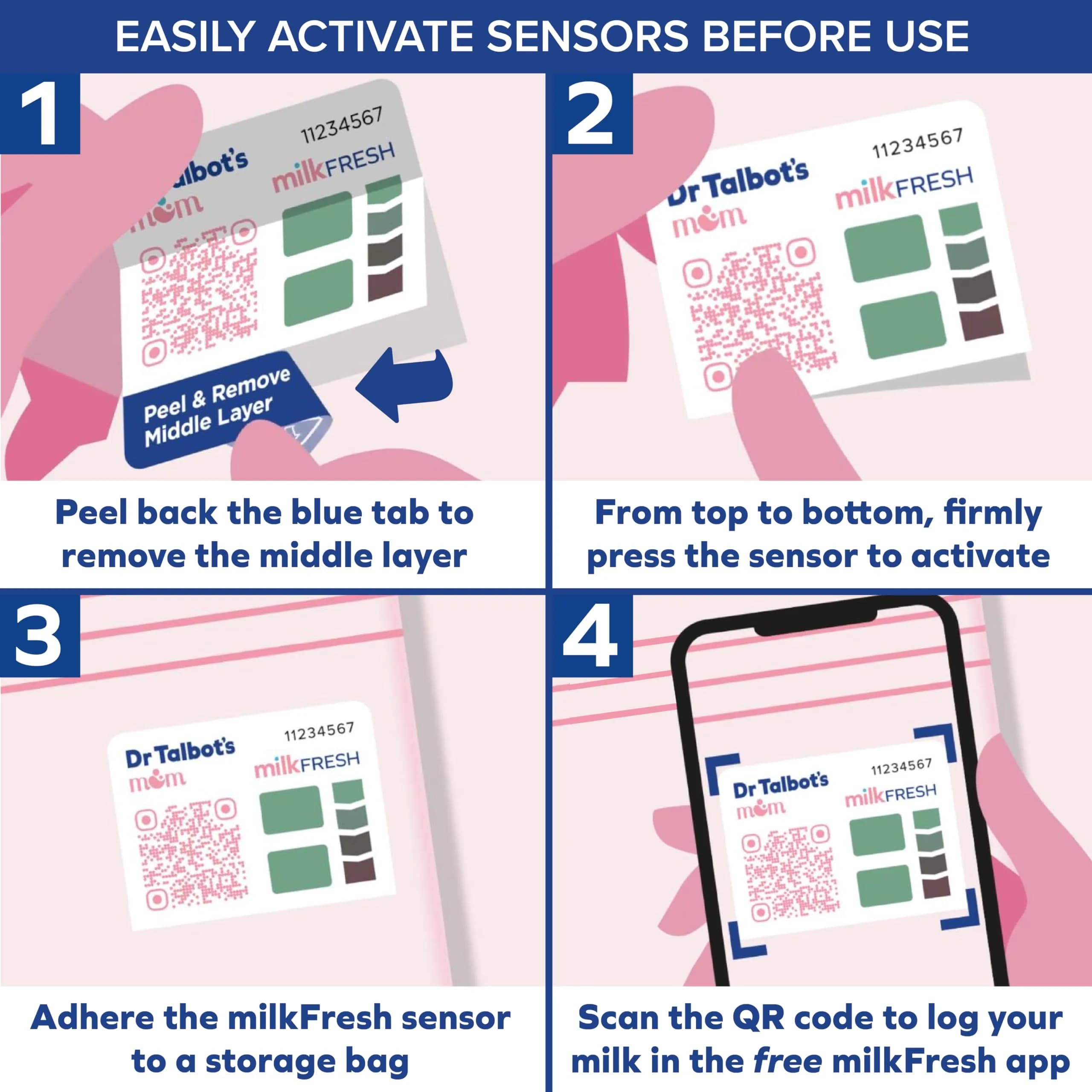 Dr. Talbot's Mom MilkFresh Breastmilk Freshness Sensors (48-Count) | App-Enabled Temperature & Time Monitoring - view 5