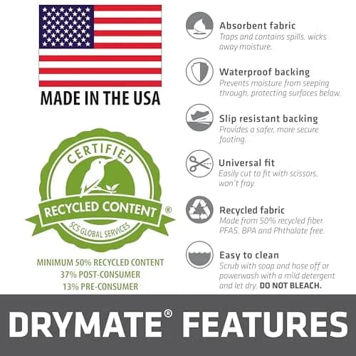 Drymate Garage Floor Runner Mat, 5.5 m (18') x 0.76 m (2'6"), Waterproof & Absorbent, Slip-Resistant, Washable, Made in USA thumbnail 8