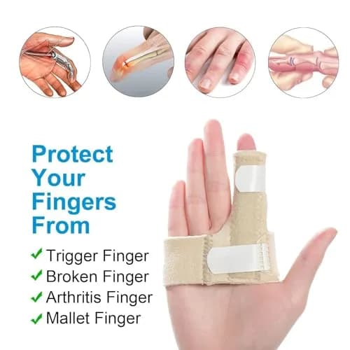 Sumifun Finger Brace, Mallet Finger Splint for Index Middle Ring Pinky Finger Arthritis Pain, Tendon Injury, Broken Mallet Finger Stabilizer Wrap, Khaki (1 Count) thumbnail 4