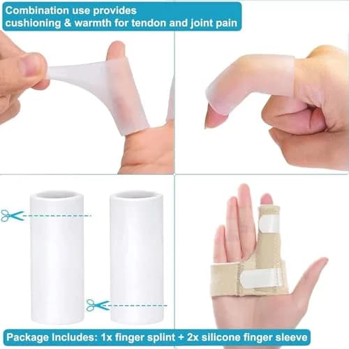 Sumifun Finger Brace, Mallet Finger Splint for Index Middle Ring Pinky Finger Arthritis Pain, Tendon Injury, Broken Mallet Finger Stabilizer Wrap, Khaki (1 Count) thumbnail 5