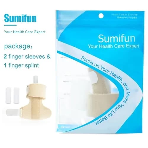 Sumifun Finger Brace, Mallet Finger Splint for Index Middle Ring Pinky Finger Arthritis Pain, Tendon Injury, Broken Mallet Finger Stabilizer Wrap, Khaki (1 Count) thumbnail 8
