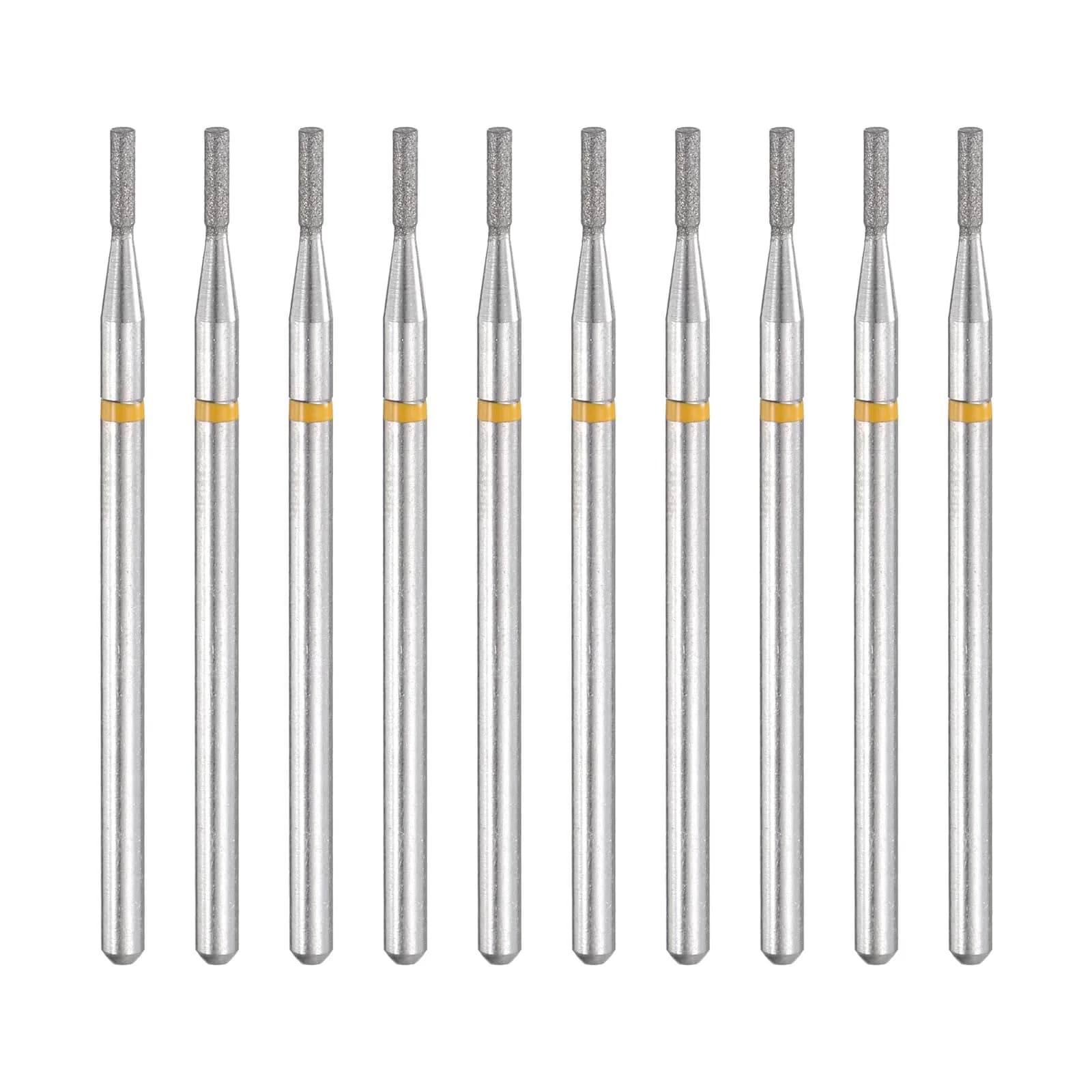 HARFINGTON Diamond Grinding Bit 1.35mm Cylinder Head 2.35mm Shank 5mm Length (10pcs, 325-400 Grits) | For Ceramic, Glass, Stone, Metal & Nails — Yellow