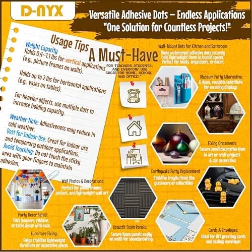 D-NYX Double Sided Tape Sticky Dots 280 Pack | Clear, Removable, Waterproof Adhesive for Crafts and Decor thumbnail 4