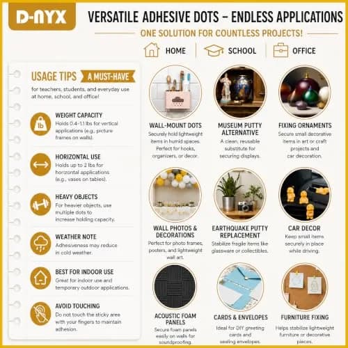 D-NYX Double Sided Tape Adhesive Dots 280-700 Pack | Reusable Clear Sticky Tack for Walls & Crafts thumbnail 7