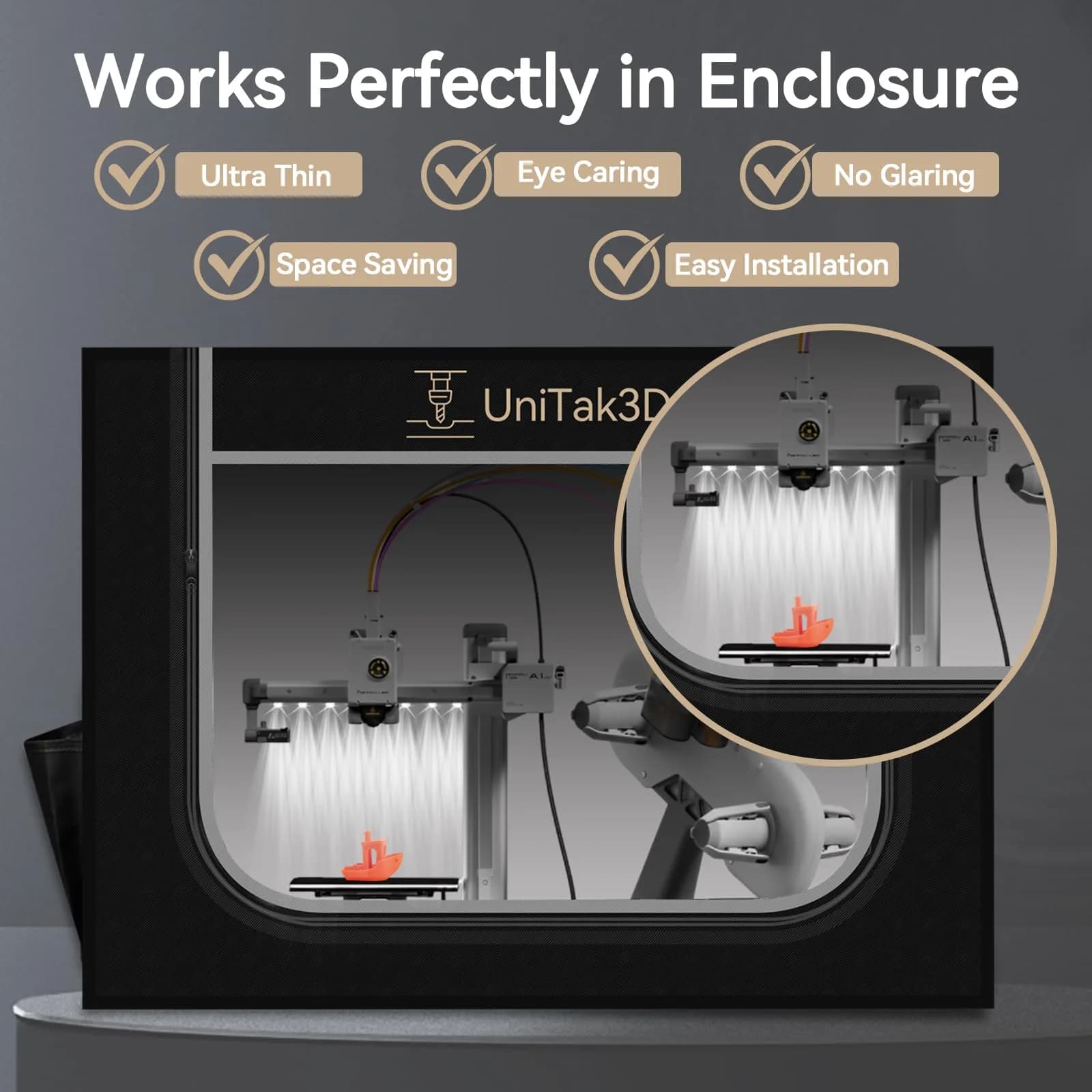 UniTak3D LED Light Strip Kit for Bambu Lab A1 Mini 3D Printer 190mm (7.5in) | High Brightness 24V - view 4