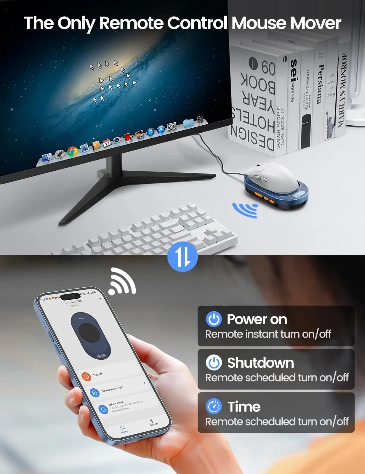 Vaydeer M3 Navy Blue Mouse Mover with App + Button Control - Keeps PC Active - view 2