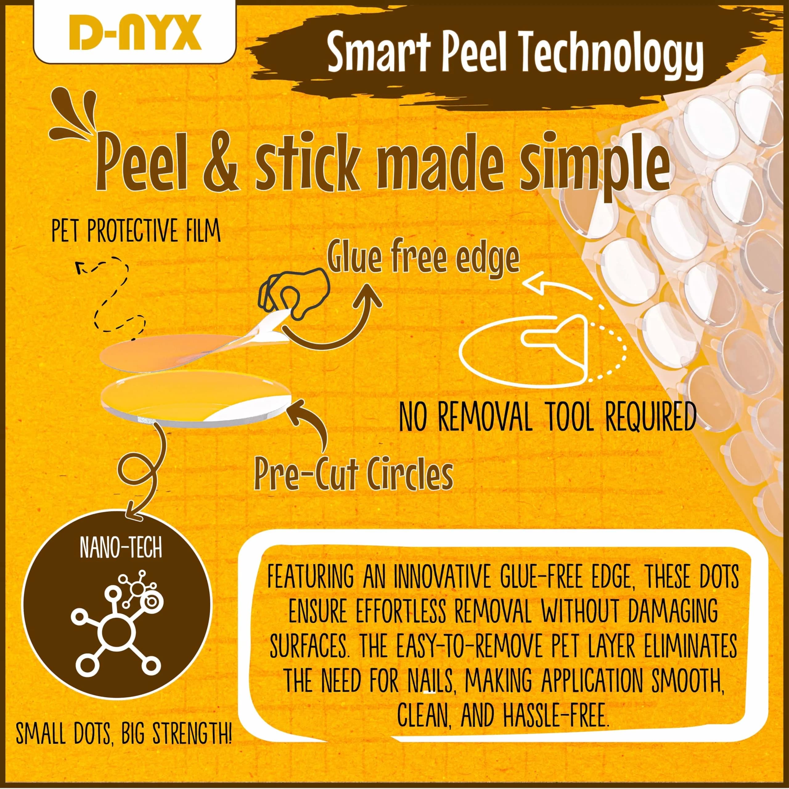D-NYX Clear Double Sided Adhesive Dots (700 Pack) | Removable Sticky Tack for Crafts & Decor - view 3