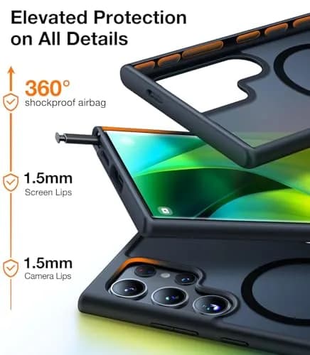 TORRAS Magnetic Case for Samsung Galaxy S25 Ultra, 18N Mighty MagSafe Compatible, 4X Military Grade Protection, Black thumbnail 5