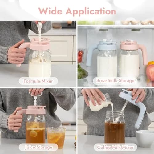 Papablic Pink Formula Mixer Lid for 32oz Wide Mouth Mason Jars | BPA-Free & Leak-Proof Design thumbnail 7