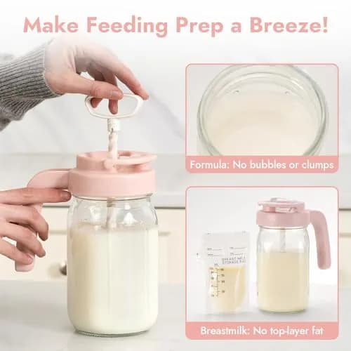 Papablic Pink Formula Mixer Lid for 32oz Wide Mouth Mason Jars | BPA-Free & Leak-Proof Design thumbnail 2