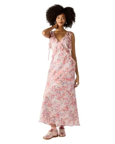Steve Madden Adalina Dress Dusty Lavender | V-Neck Maxi with Ruffle Detail (53.5 inches) thumbnail 1
