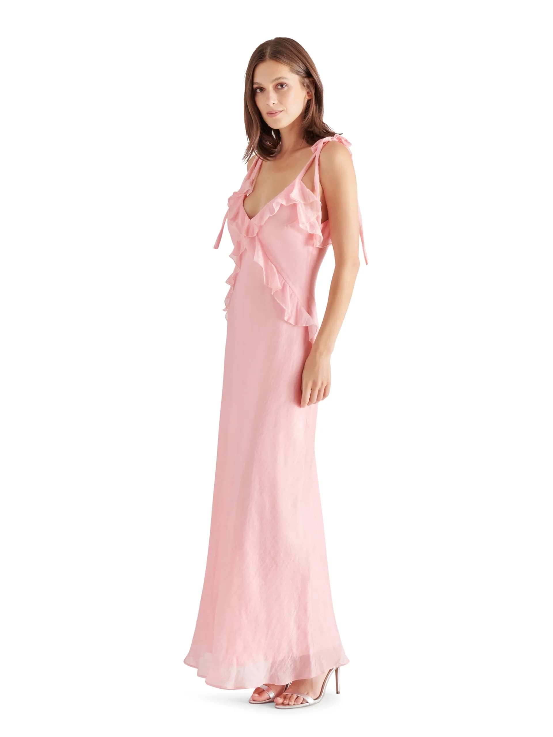 Steve Madden Adalina Dress, Pink Quartz, M | Gossamer V-Neck Maxi Dress for Women - main product image
