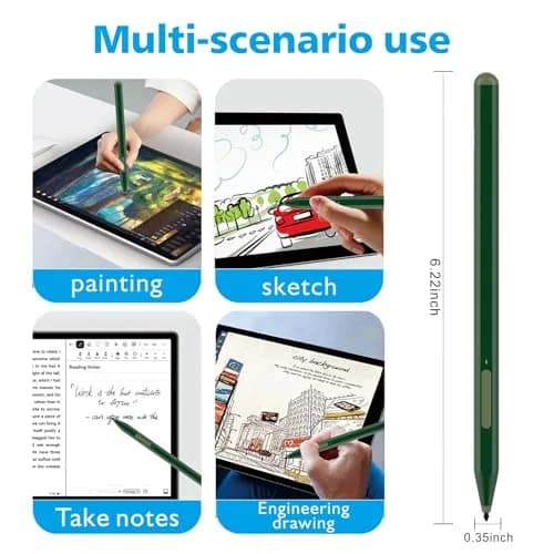 Milikilo Stylus Pen for Microsoft Surface Pro 12/11/10/9/8/X/7+/7/6/5/4/3, Surface Go 4/3/2/1, Surface Laptop 1-5, Studio, Book 3/2/1 with Eraser & Palm Rejection, 1024 Pressure, Green thumbnail 7