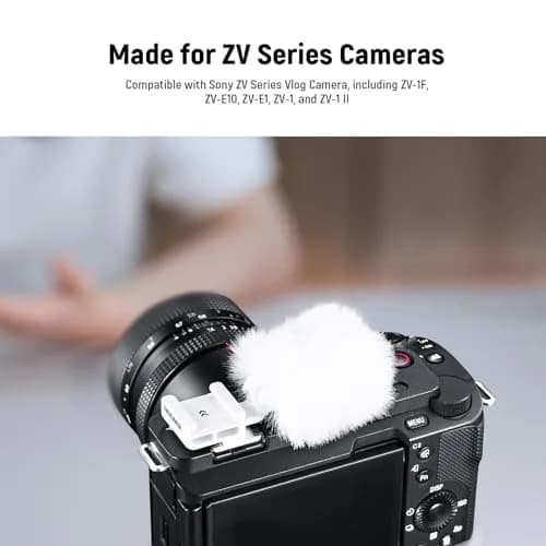 Neewer White Cold Shoe Wind Muff for Sony ZV Cameras | Microphone Furry Windscreen with Cold Shoe Mount Adapter Accessory (CA133) thumbnail 2