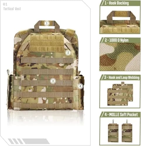 GFIRE Tactical Vest Ultra Nir Camo | Lightweight 3D Breathable Vest for Training thumbnail 7