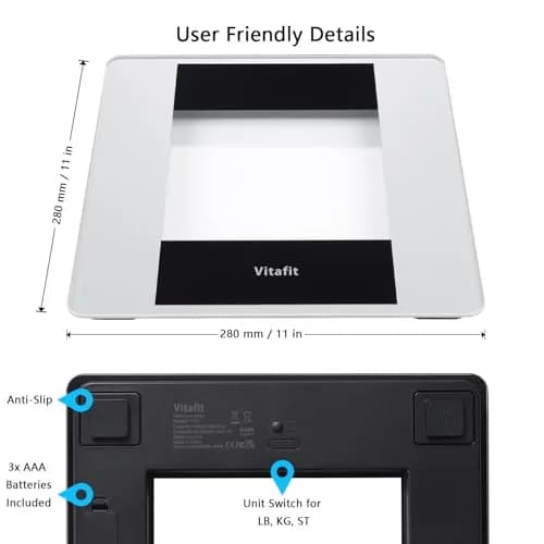 Vitafit Digital Body Weight Scale 180kg (400lb) | High Accuracy with White LED & Step-On thumbnail 6