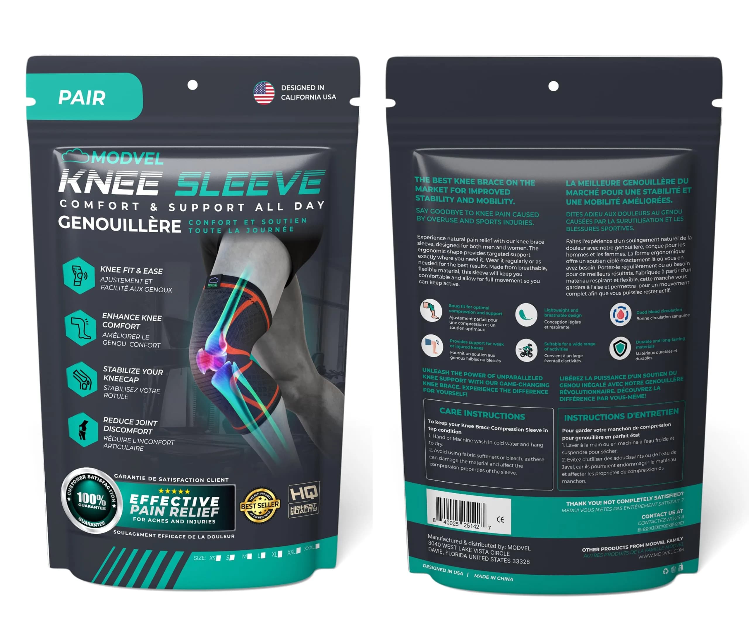 Modvel Compression Knee Brace 2-Pack XXX-Large (698.5 g / 1.54 lb) | FDA Approved Orthopedic Brace for Arthritis & Injury Support - view 7