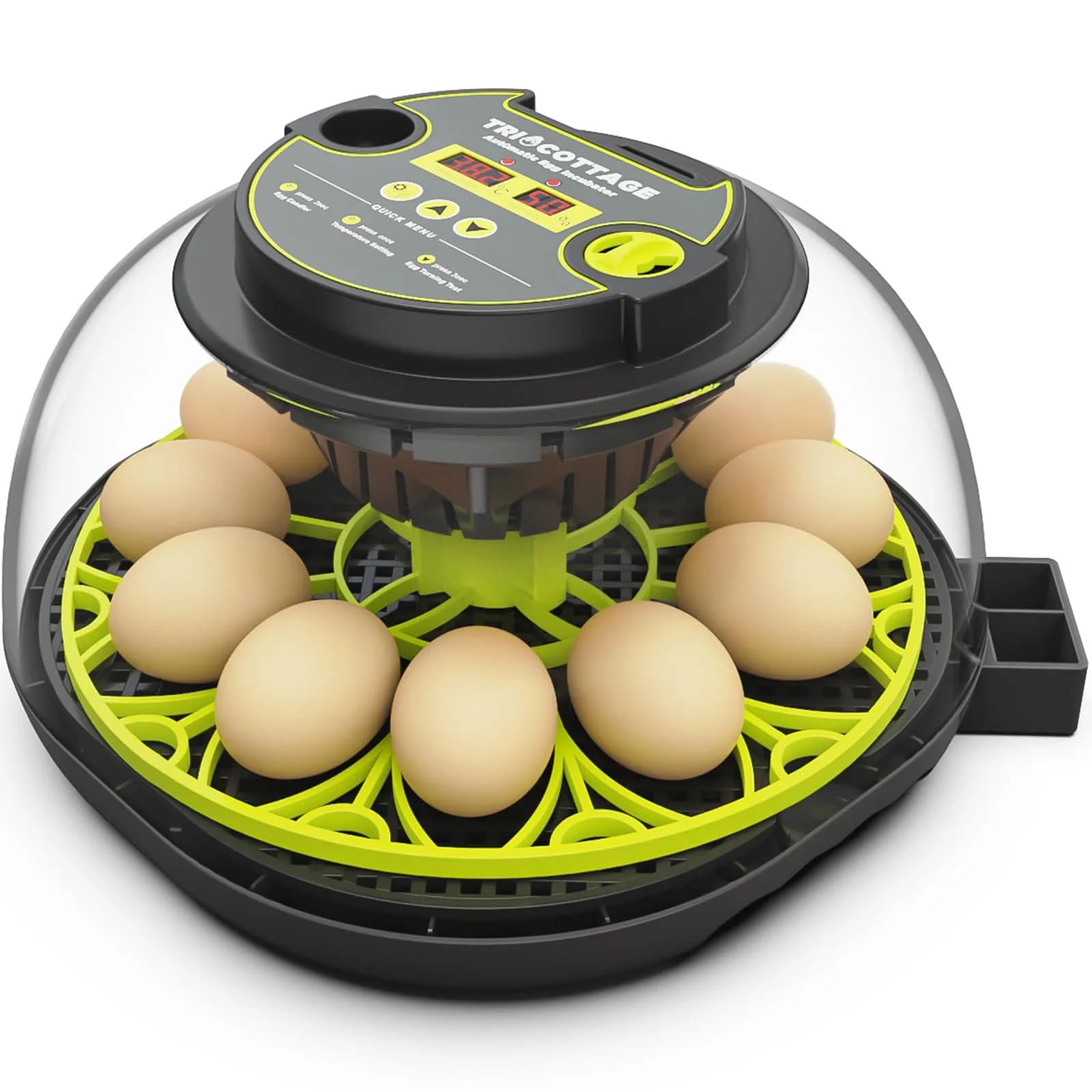 TRIOCOTTAGE 12 Egg Incubator with Automatic Turning & Humidity Control, 7.5"x7.5"x6.6" | Lab Supply for Hatching — Green