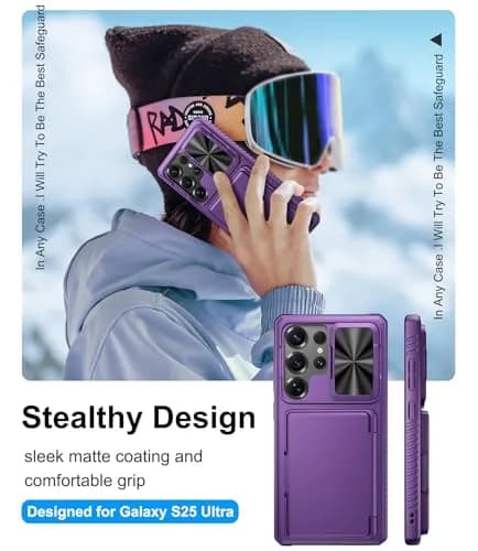 BXYJY Samsung Galaxy S25 Ultra Wallet Case with Card Holder, Purple | Military Drop & RFID Protection thumbnail 7