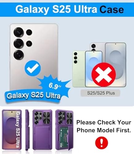 BXYJY Samsung Galaxy S25 Ultra Wallet Case with Card Holder, Purple | Military Drop & RFID Protection thumbnail 2