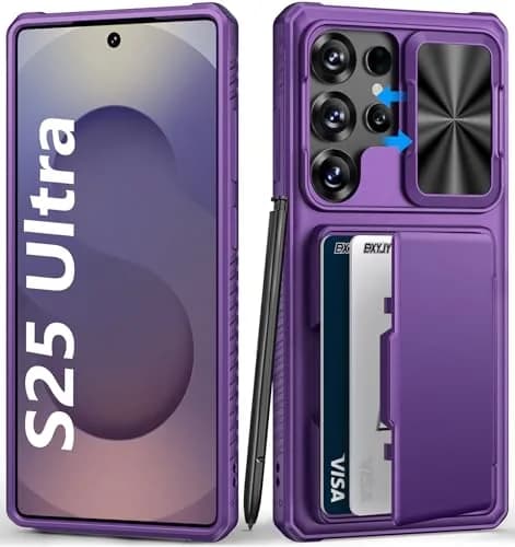BXYJY Samsung Galaxy S25 Ultra Wallet Case with Card Holder, Purple | Military Drop & RFID Protection - main product image
