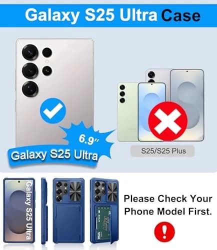 BXYJY Samsung Galaxy S25 Ultra Wallet Case with Card Holder & Camera Cover | Military Drop Protection thumbnail 2