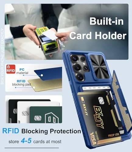 BXYJY Samsung Galaxy S25 Ultra Wallet Case with Card Holder & Camera Cover | Military Drop Protection thumbnail 3