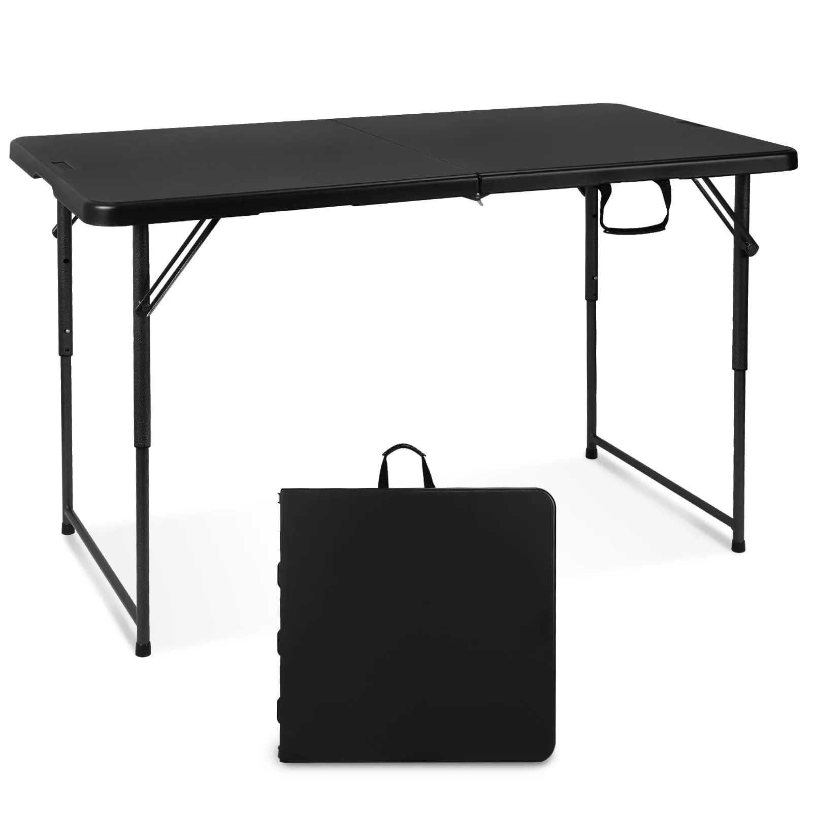 Byliable Folding Table 4 Foot | Heavy Duty Plastic Utility Table, Black, 4ft