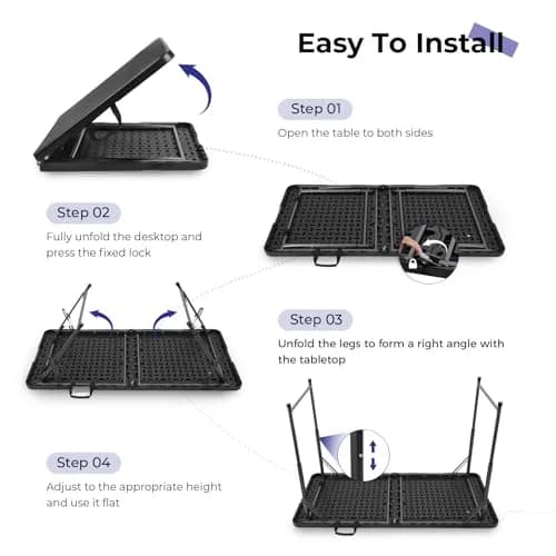 Byliable Folding Table 4 Foot | Heavy Duty Plastic Utility Table, Black, 4ft thumbnail 8