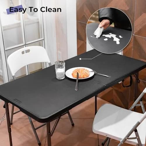 Byliable Folding Table 4 Foot | Heavy Duty Plastic Utility Table, Black, 4ft thumbnail 2
