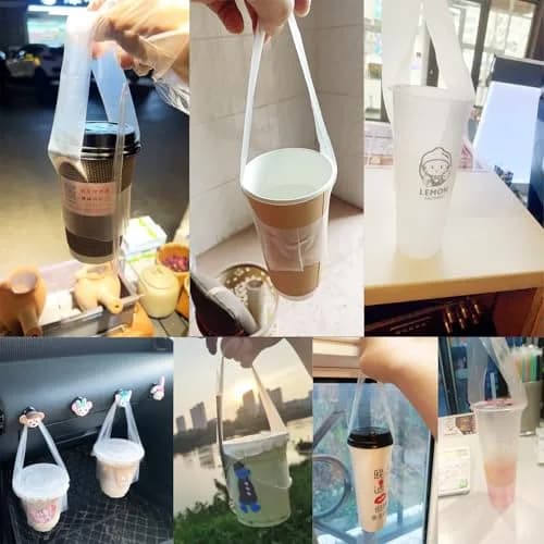 UtySty T-Type Drink Carrier Bags with Handle, 200 Pack, 12x23 cm (4.72x8.27 in) | Disposable PE Bags for Coffee, Milk Tea, Juice thumbnail 6